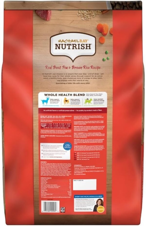 Rachael Ray Nutrish Premium Natural Dry Dog Food, Real Beef, Pea, & Brown Rice Recipe, 40 Pounds (Packaging May Vary)