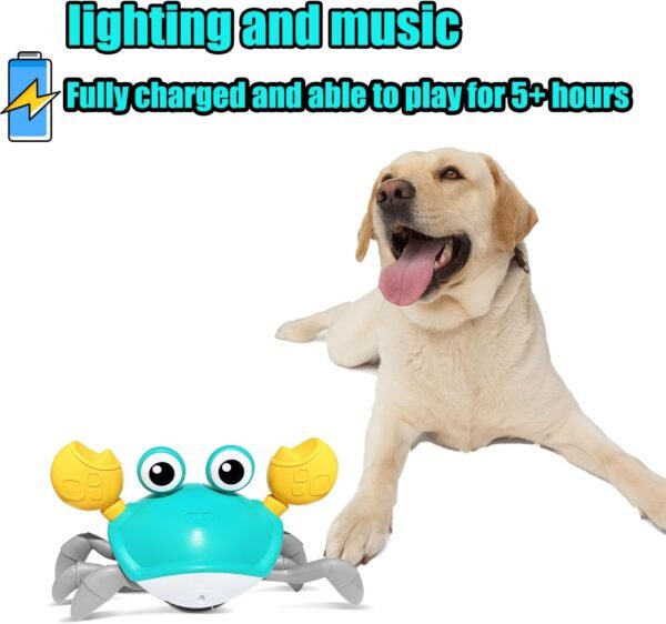 HONGID Crawling Crab Dog Toys,Escaping Crab Dog Toy with Obstacle Avoidance Sensor,Interactive Dog Toys with Music Sounds & Lights for Dogs Cats Pets,Christmas Toy Gifts for Puppy/Small/Medium Dogs