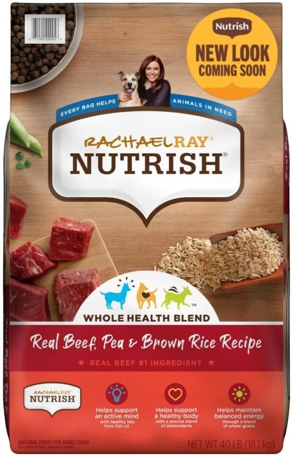 Rachael Ray Nutrish Premium Natural Dry Dog Food, Real Beef, Pea, & Brown Rice Recipe, 40 Pounds (Packaging May Vary)
