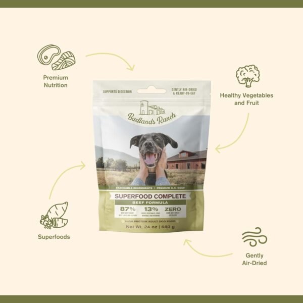 Superfood Complete, Adult Dog Food, Air-Dried, High Protein, Zero Fillers, Superfood Nutrition by Katherine Heigl (24 oz., Beef Formula)