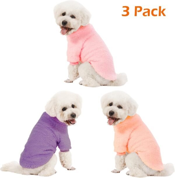 Dog Sweater, 3 Pack Dog Sweaters for Small Dogs, Dog Clothes for Small Dogs Girl Boy, Ultra Soft and Warm Puppy Sweater Dog Coat for Winter Christmas (Small, Pink+Purple+Peach)