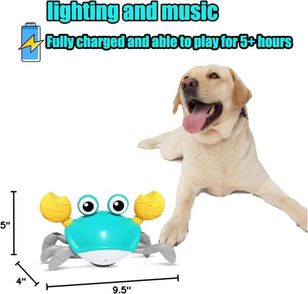 HONGID Crawling Crab Dog Toys,Escaping Crab Dog Toy with Obstacle Avoidance Sensor,Interactive Dog Toys with Music Sounds & Lights for Dogs Cats Pets,Christmas Toy Gifts for Puppy/Small/Medium Dogs