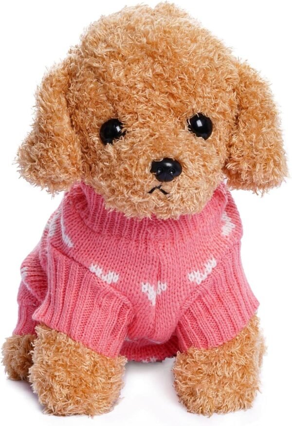 Dxhycc Dog Knitted Sweater Heart Puppy Sweater Warm Soft Pet Holiday Clothes for Small Cats and Dogs (Pink, S)