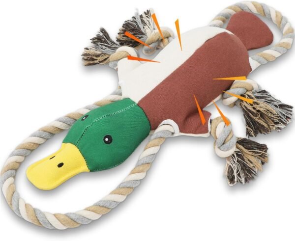 Lesmeet Upgraded Duck Dog Toys for Aggressive Chewers Puppy Toys with Crinkle Paper and Squeaker, Interactive Tug of War Dog Toy for Small, Medium, and Large Breeds