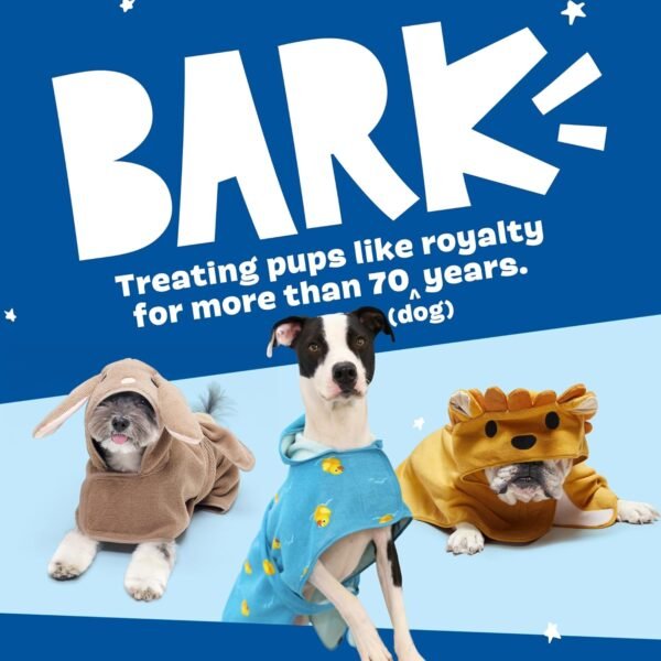 BARK Dog Bathrobe - Fast Drying Bathrobe with Velcro Closure & Wrap Tie Snuggle, Cute Dog Clothes, Easy to Clean, Machine Washable, Dog Coats for Large Dogs, Tumble Dry Low | Rubber Duck, Large