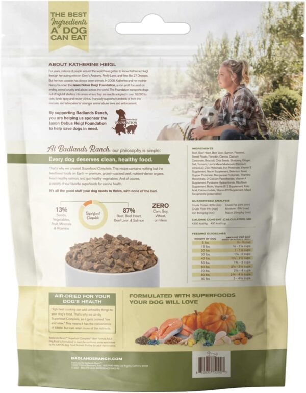 Superfood Complete, Adult Dog Food, Air-Dried, High Protein, Zero Fillers, Superfood Nutrition by Katherine Heigl (24 oz., Beef Formula)