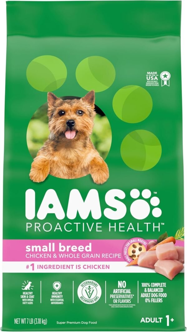 IAMS Small & Toy Breed Adult Dry Dog Food for Small Dogs with Real Chicken, 7 lb. Bag