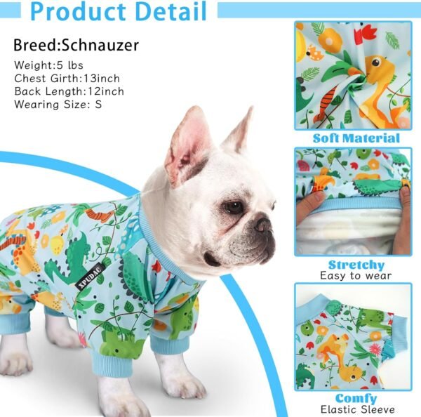 XPUDAC 4 Pack Dog Pajamas Soft Strechy Summer Doggie Clothes for Small Medium Dogs Boy Girl Cat Apparel-Small