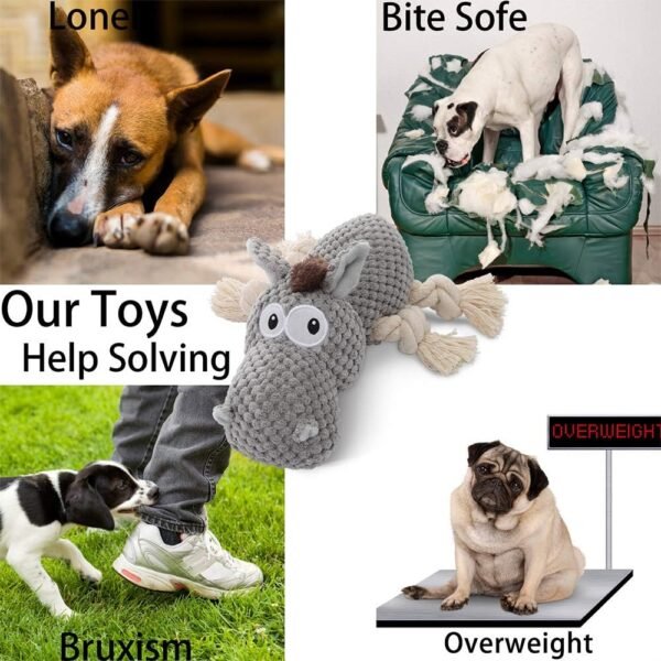 Dog Toy, Large Dog Squeaky Toys, Stuffed Animal Dog Plush Toy for Puppy, Small, Middle, Large Dogs (Donkey(Grey))