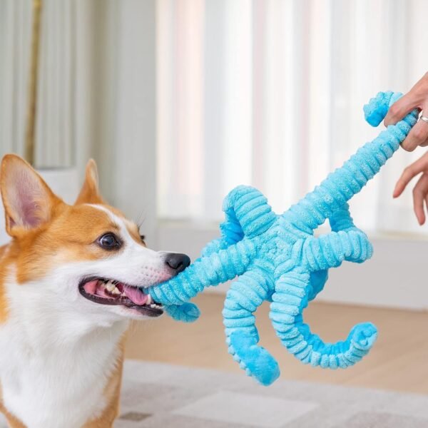 Dog Toys for Aggressive Chewers Squeaky Dog Toys Octopus-Tug of War Dog Toys for Large Breed Tough Interactive Stuffed Dog Chew Toys for Puppies Small & Large Dogs