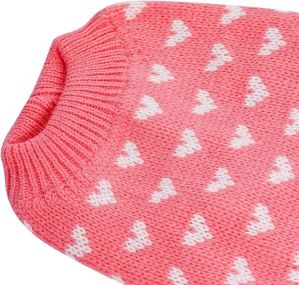 Dxhycc Dog Knitted Sweater Heart Puppy Sweater Warm Soft Pet Holiday Clothes for Small Cats and Dogs (Pink, S)