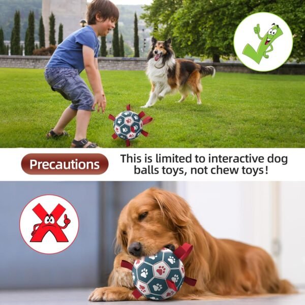 QDAN Dog Toys Soccer Ball with Straps, Interactive Toys for Tug of War, Puppy Birthday Toy, Dog Water Toy, Dog Balls for Small Medium Dog (6 Inch)