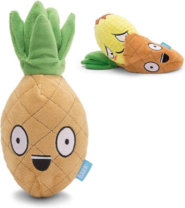 BARK Dog Toy 2 in 1 Interactive - Plush Exterior with Squeaker & Crinkle Material, Tearable Dog Toy with Squeaky Spikey Ball Inside, Ideal for Toy Destroyers | Penny The Pineapple, Large