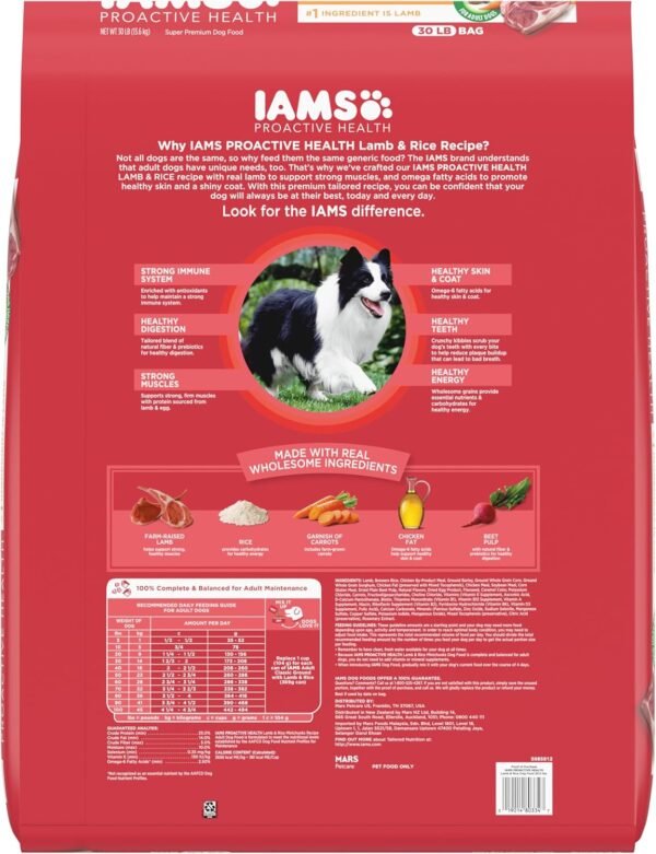 IAMS Minichunks Adult Dry Dog Food Lamb & Rice Recipe Dog Kibble, 30 lb. Bag