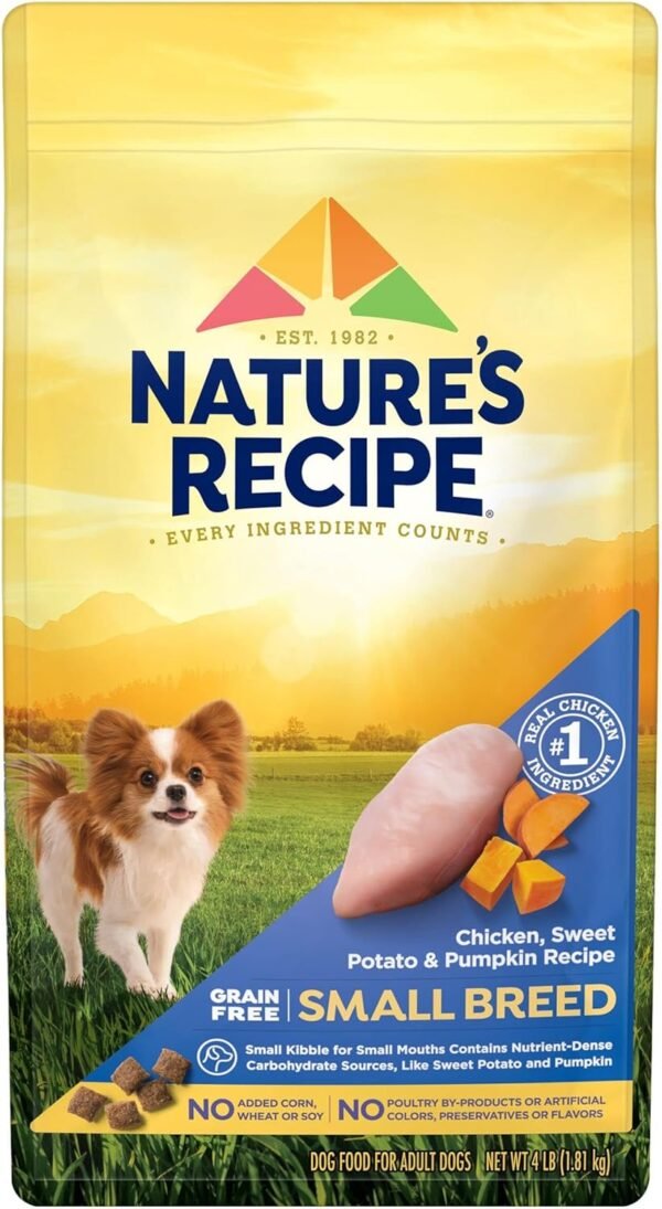 Nature′s Recipe Grain Free Small Breed Chicken, Sweet Potato & Pumpkin Recipe Dry Dog Food, 4 lb. Bag