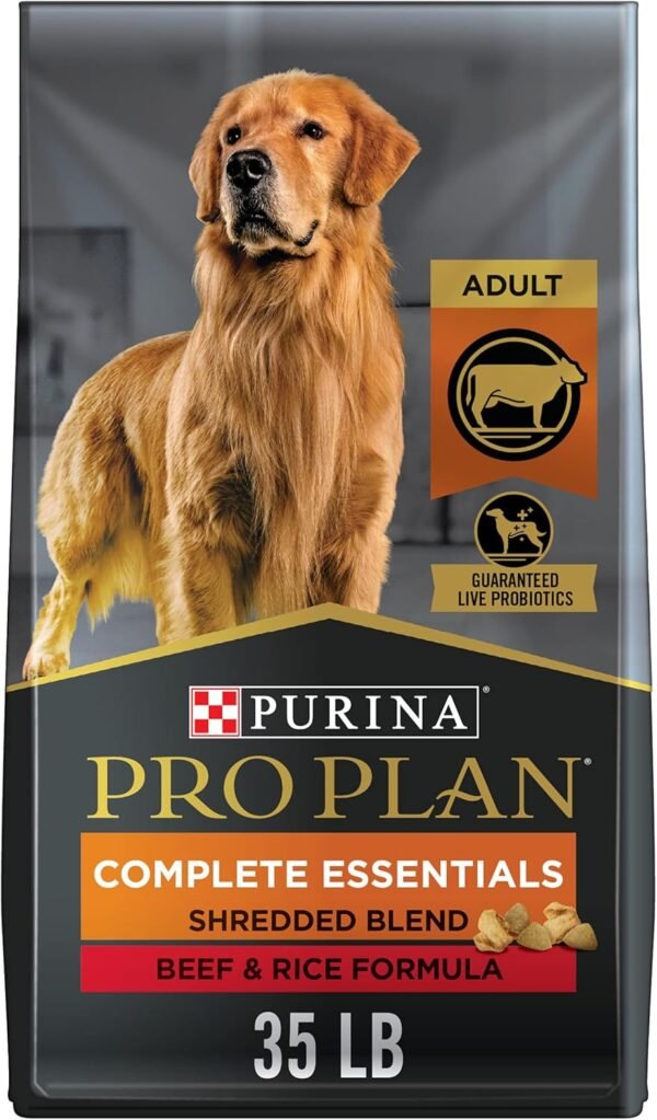 Purina Pro Plan Complete Essentials Shredded Blend Beef and Rice Dog Food Dry Formula with Probiotics for Dogs - 35 lb. Bag