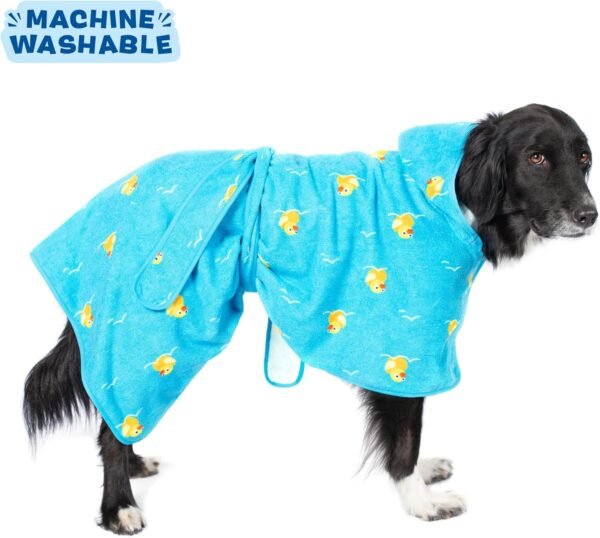 BARK Dog Bathrobe - Fast Drying Bathrobe with Velcro Closure & Wrap Tie Snuggle, Cute Dog Clothes, Easy to Clean, Machine Washable, Dog Coats for Large Dogs, Tumble Dry Low | Rubber Duck, Large