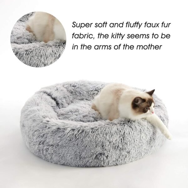 WESTERN HOME WH Calming Dog & Cat Bed, Anti-Anxiety Donut Cuddler Warming Cozy Soft Round Bed, Fluffy Faux Fur Plush Cushion Bed for Small Medium Dogs and Cats (20"/24"/27"/30")